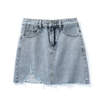 FHMY Denim Short Skirts Women's Vintage Blue