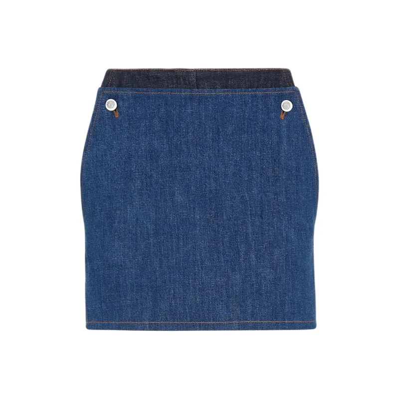 FENDI Denim Panelled Logo Patch Shorts-0