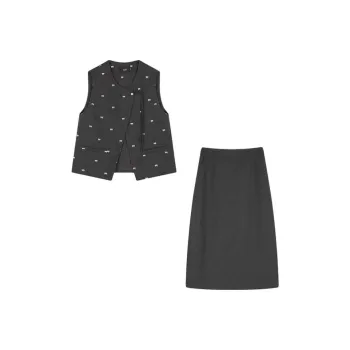 Mo Han Yi Mei Skirt Set Women's Dark Gray