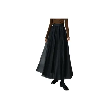Late White Casual Long Skirts Women's Black