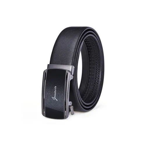 Jeccieziio Cow Leather Belts Men's Gunmetal Width 3.5CM, Free Greeting Card Writing, Photo Printing