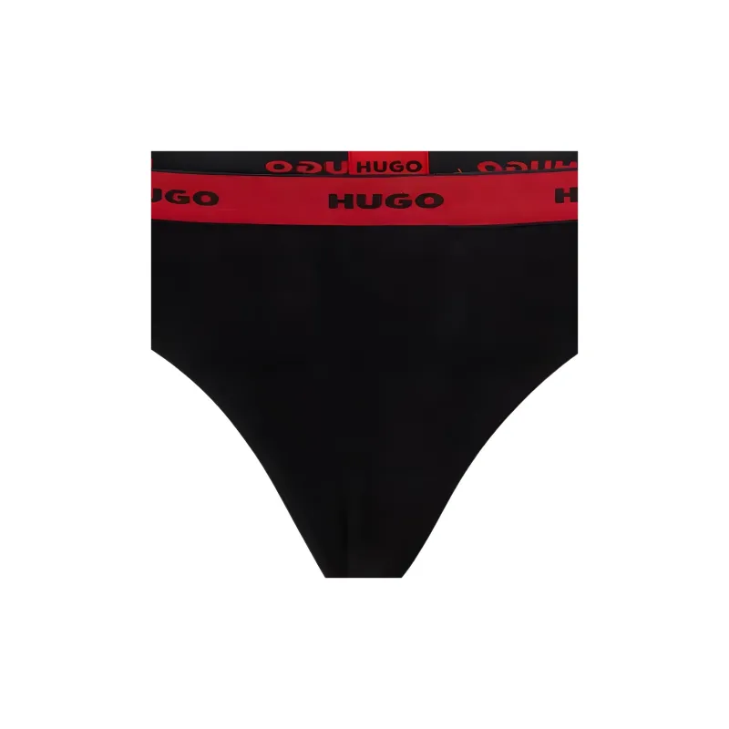 HUGO BOSS Stretch-Cotton String Briefs With Logo Waistband Underpants Women's Black-3
