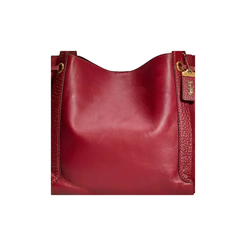 COACH Harmony Glove Leather Solid Color Large Capacity Shoulder Bag Handbag Large Size Women's Red-4
