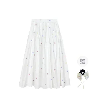 TUSHIFEI Casual Long Skirt Women's White