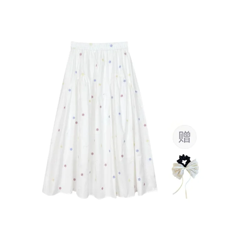 TUSHIFEI Casual Long Skirt Women's White-0