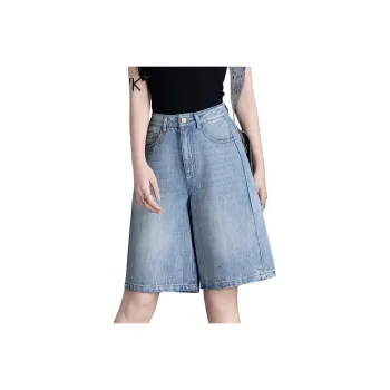 You Cow Me Pants Denim Shorts Women's Jade Sea Blue