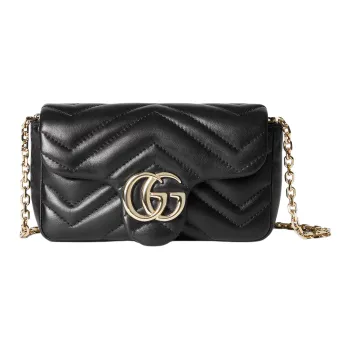 GUCCI Lambskin Shoulder Bag Mini Women's Black
