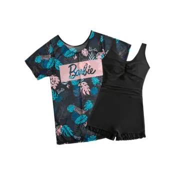 Barbie One piece Swimsuit Women's Black With Print