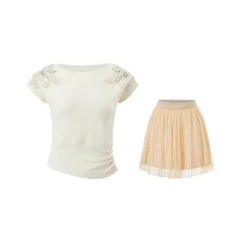Fish Rabbits Skirt Set Women's Apricot