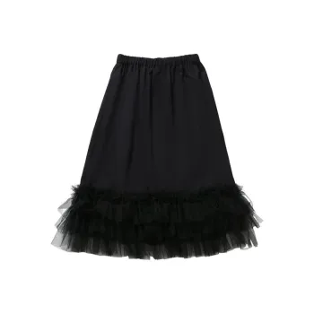 COMME DES GARCONS SHIRT Multi layered Tulle Panel Maxi Dress Skirt Black