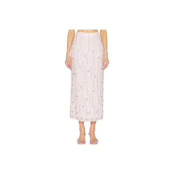 LOVESHACKFANCY Casual Long Skirts Women's Light Purple