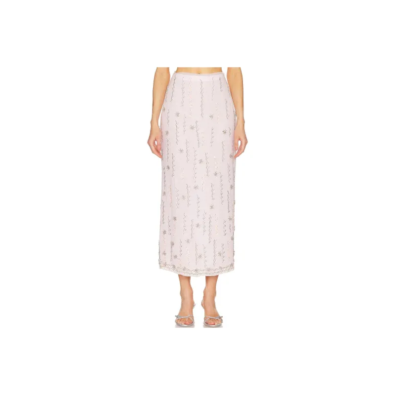 LOVESHACKFANCY Casual Long Skirts Women's Light Purple-0