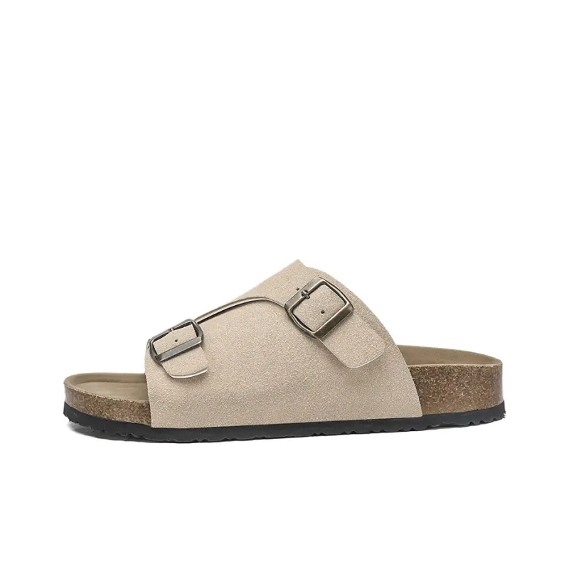 NANJIREN Slide Slippers Men Khaki/Ecru/Black-5