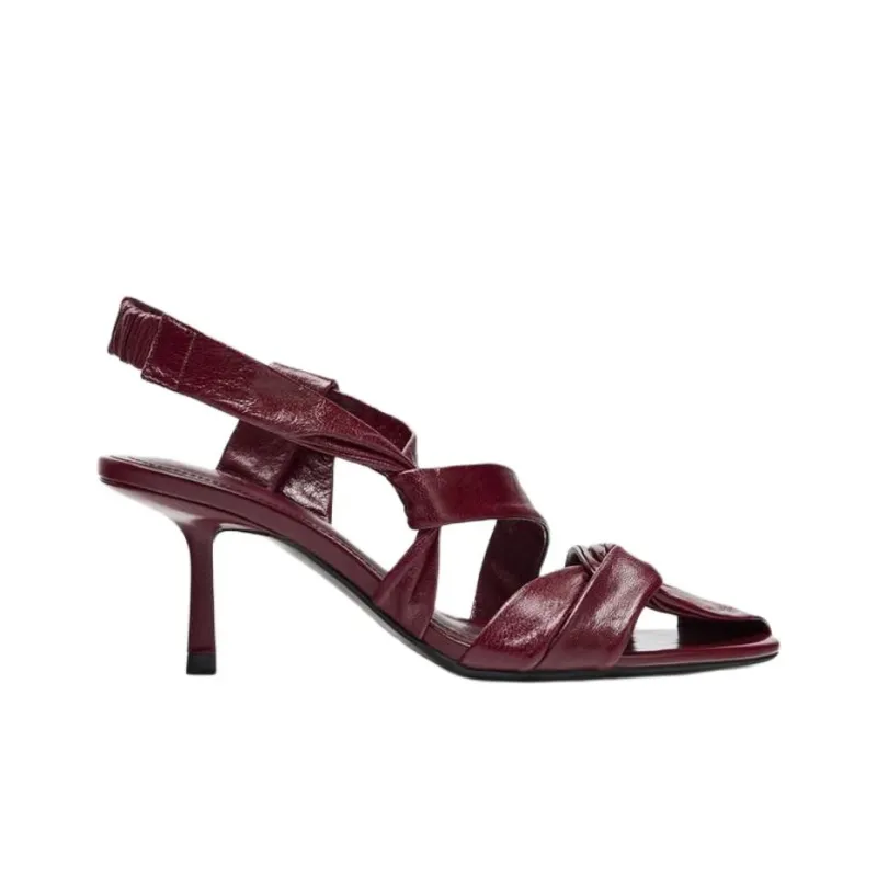 ZARA One Strap Sandals 7.5cm Women's Dark Red Color-1