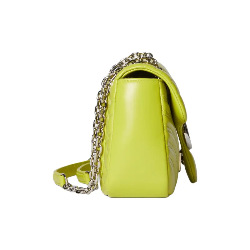 GUCCI GG Marmont Leather Shoulder Bag Medium Size Women's Bright Green-2