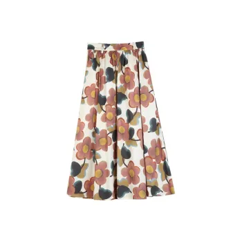 SOLIGHTER Casual Long Skirt Women's Russet Red