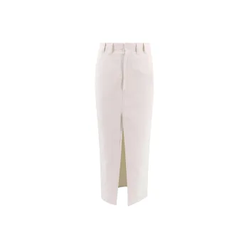 Brunello Cucinelli Cavalry Front Slit Midi Skirt