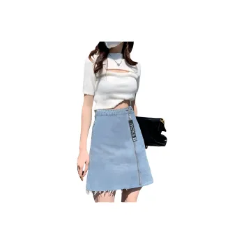 Weixi Denim Short Skirts Women's Blue