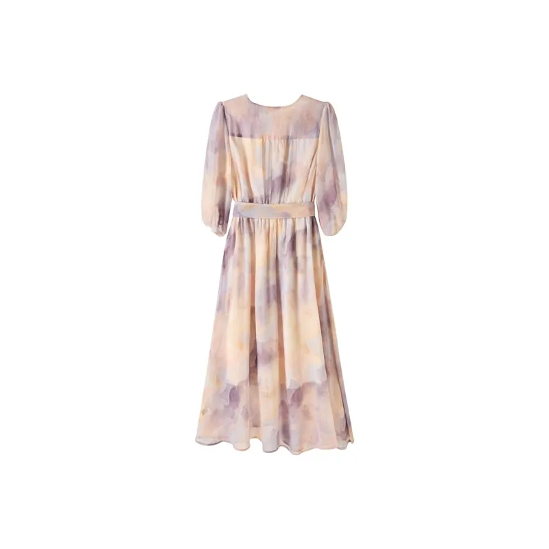PIERRE CARDIN Short Sleeved Dress Women's Lavender-1