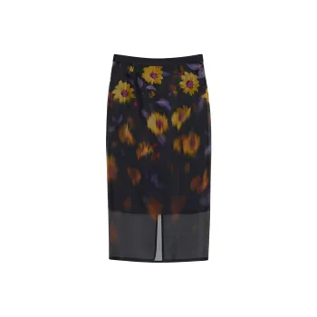NancyCavally Casual Long Skirt Women's Falling Blossoms Multicolor