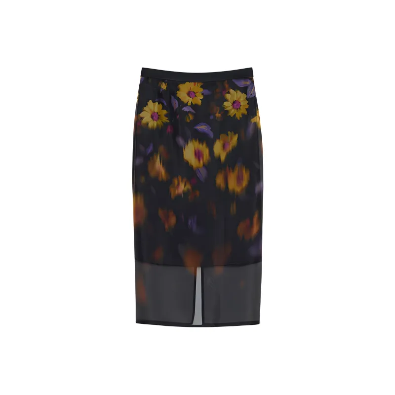 NancyCavally Casual Long Skirt Women's Falling Blossoms Multicolor-0