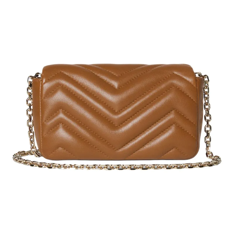 GUCCI GG Marmont Lambskin Shoulder Bag Mini Women's Brown-3