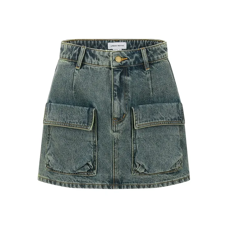 URBAN REVIVO Denim Short Skirts Women's Blue-0