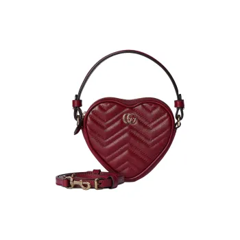 GUCCI GG Marmont Leather Handbag Mini Women's Red