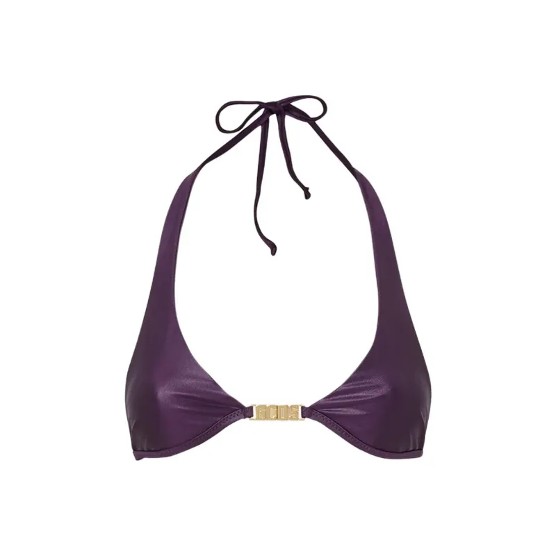 GCDS Logo-plaque Halterneck Bikini Top-0