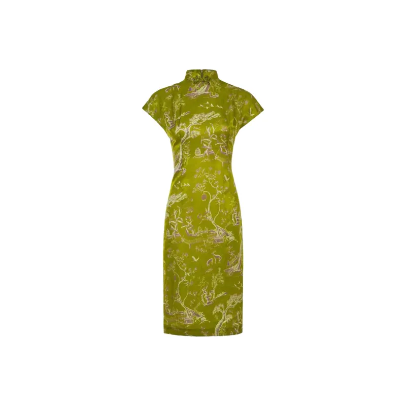 Shanghai Tang Winding Stream Party Silk Qipao Dress-0