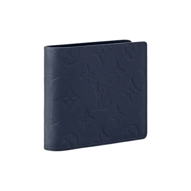 LOUIS VUITTON Multiple Embossed Cow Leather Wallet Men's Marine Blue-1