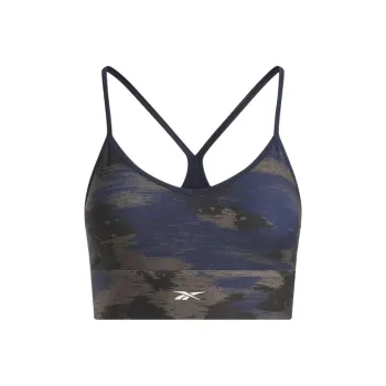 Reebok Workout Ready Camo Print Bra Sports Underwear Women's Marine Blue