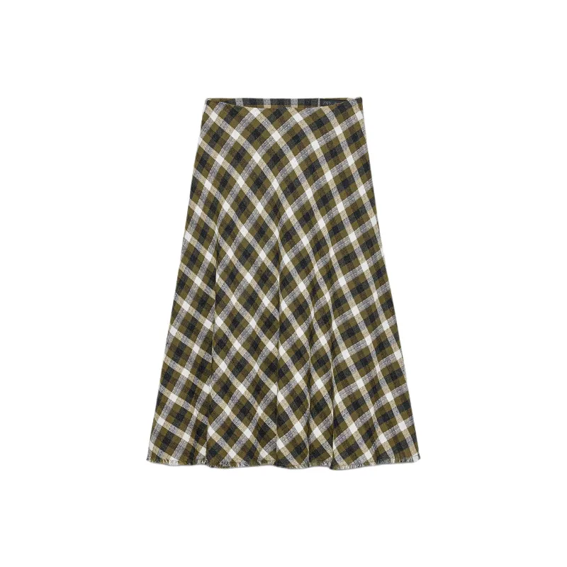 ZARA ZW Series Casual Long Skirts Women's Khaki-0