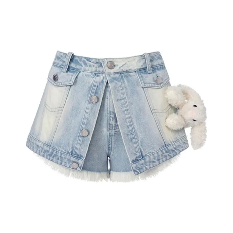 13 DEMARZO Denim Shorts Women's Dark Blue-0