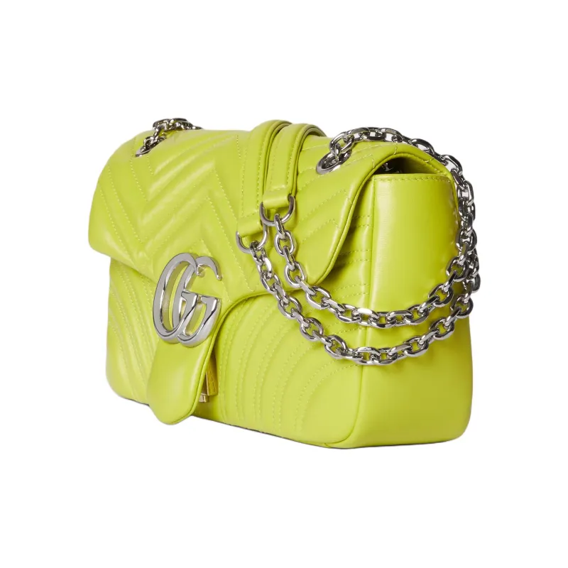 GUCCI GG Marmont Leather Shoulder Bag Medium Size Women's Bright Green-1