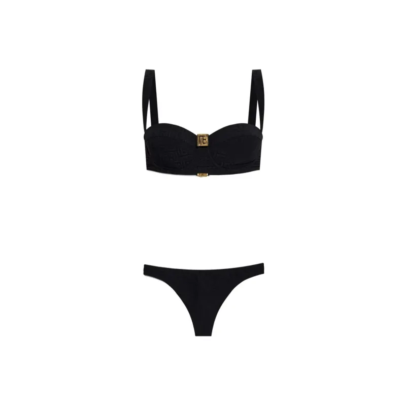 BALMAIN Logo Plaque Two Piece Swimsuit-0