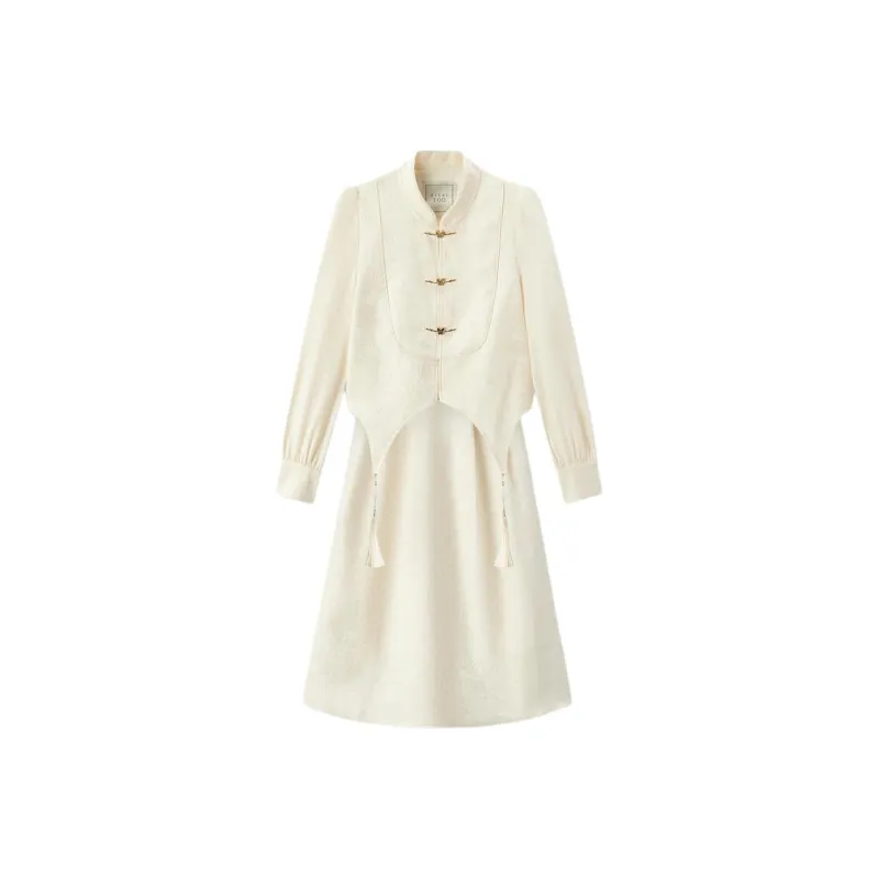 EICHITOO Skirt Set Women's Ecru Pattern-0