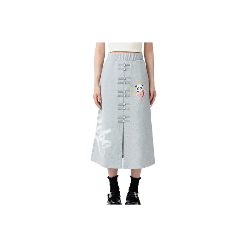 LALABOBO Casual Long Skirt Women's Gray-0