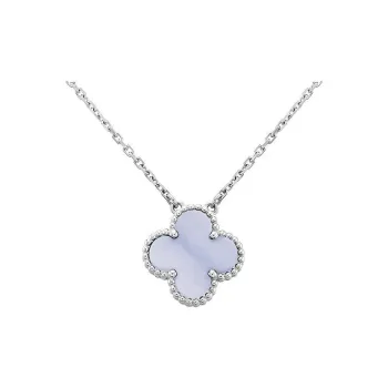 Van Cleef & Arpels Alhambra Four Leaf Lucky Series 18K White Gold Necklaces Women's Purple