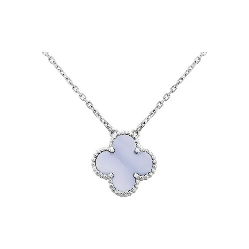 Van Cleef & Arpels Alhambra Four Leaf Lucky Series 18K White Gold Necklaces Women's Purple