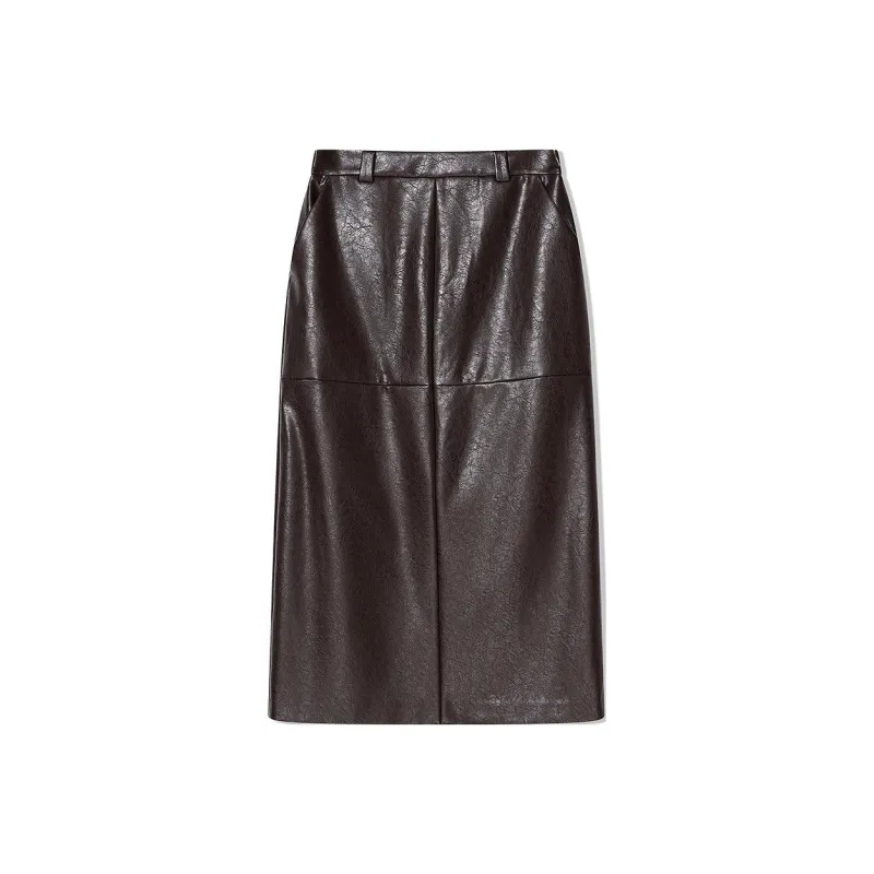 COVERINS Casual Long Skirts Women's Coffee-0