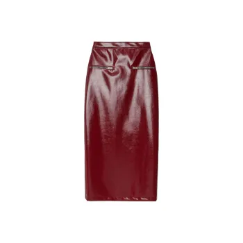 MSGM Faux Leather Zipped Midi Skirt
