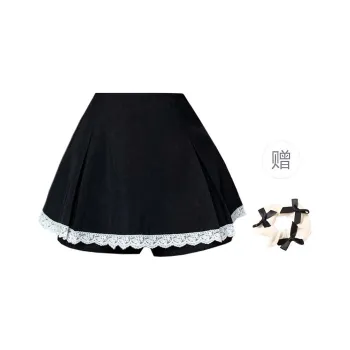 TURN UP Casual Short Skirts Women's Black+Bowknot Hair Tie Comes With
