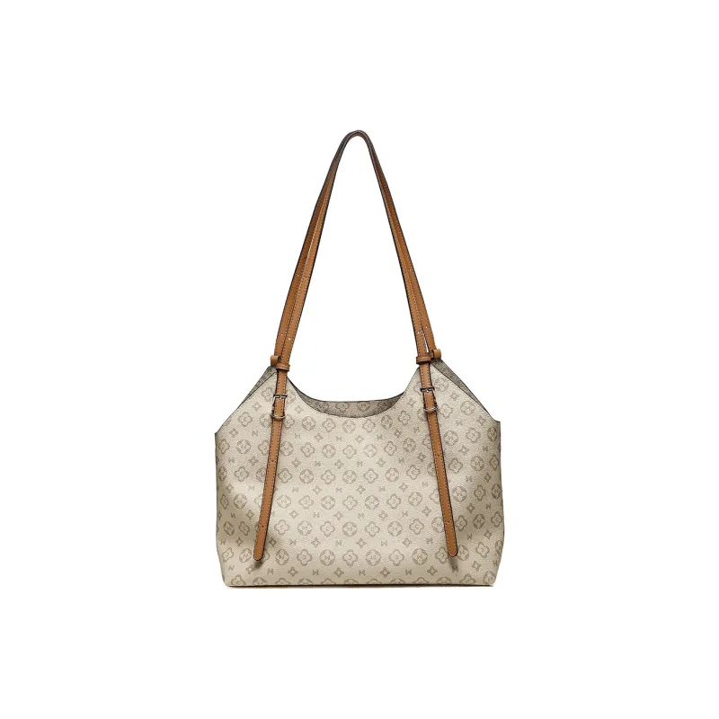 MEXICAN PVC Shoulder Bag Women's Dark Brown/Khaki/Ecru-11