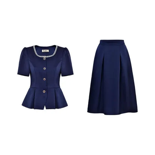 DIFFIE RIEGER Skirt Set Women's Navy Blue