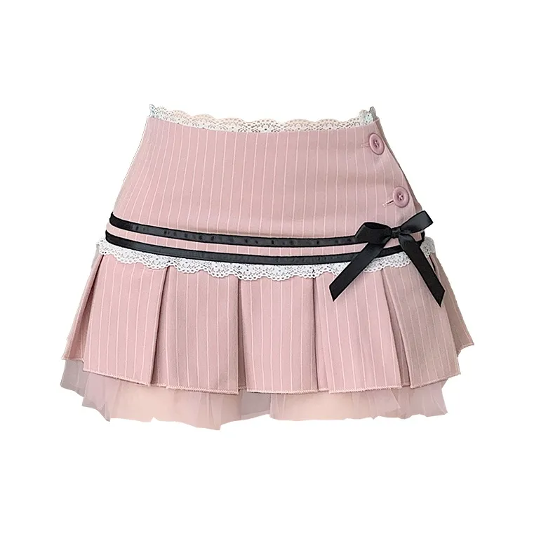 HTHK Casual Short Skirts Women's Black/Pink-0