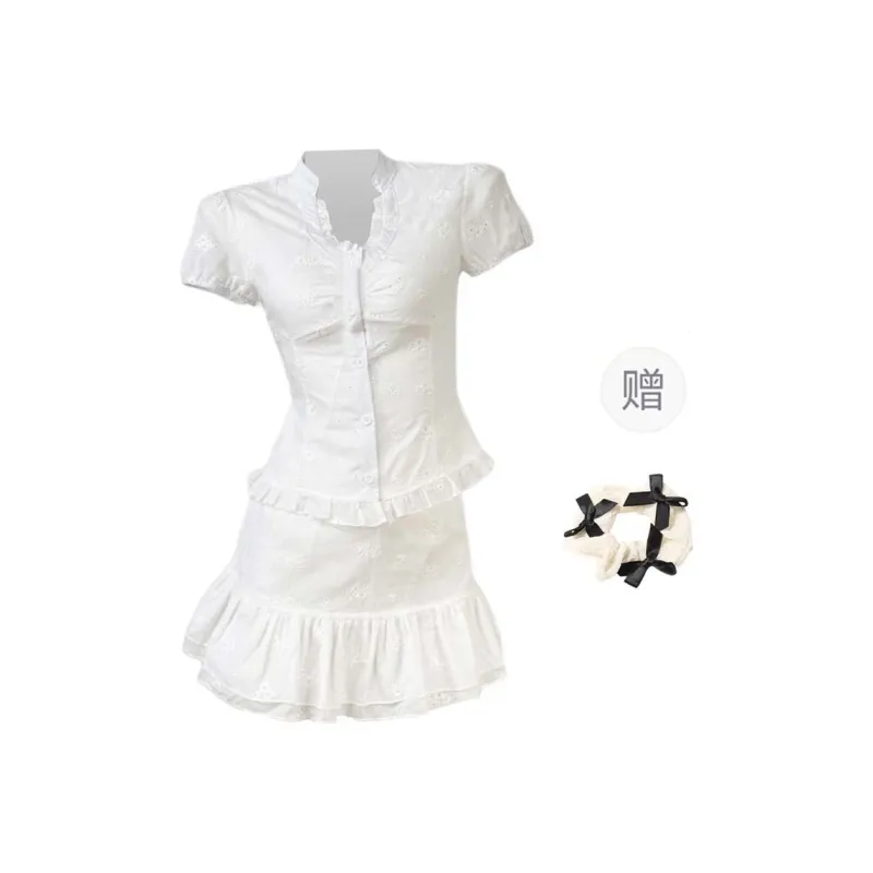 TURN UP Skirt Set Women's White-0