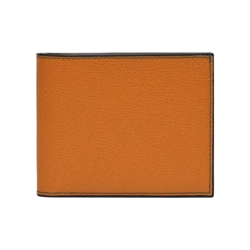 Valextra Calfskin Coin Purse Wallet Men's Orange-0