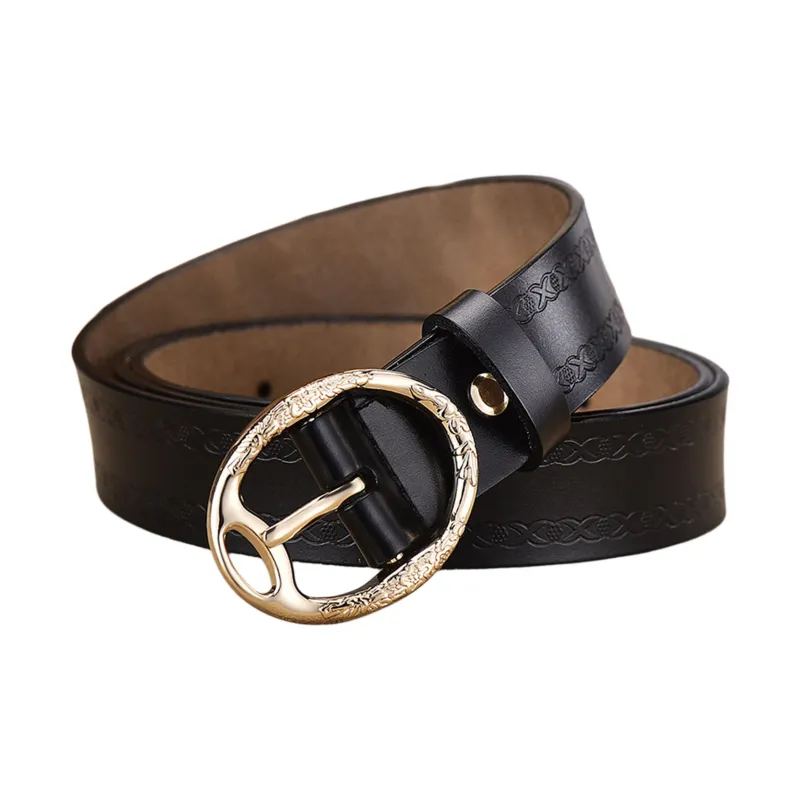 JEANSWEST Cow Split Leather Belts Women's 3.0CM-1