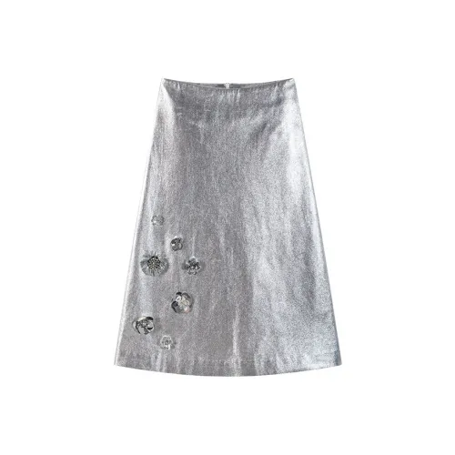 CARIEDO Casual Long Skirts Women's Shimmering Mercury